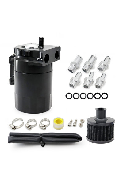 Choice Black Universal Baffled Aluminum Oil Trap Reservoir Fuel Catch Tank Wi...