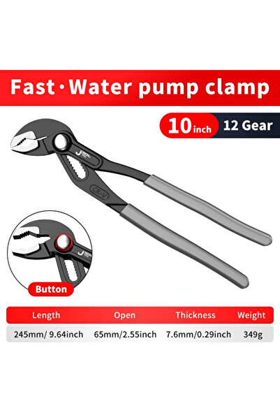 Choice1 10 inch Quick Release Water Pump Pliers Heavy Duty Adjustable Tool Us...