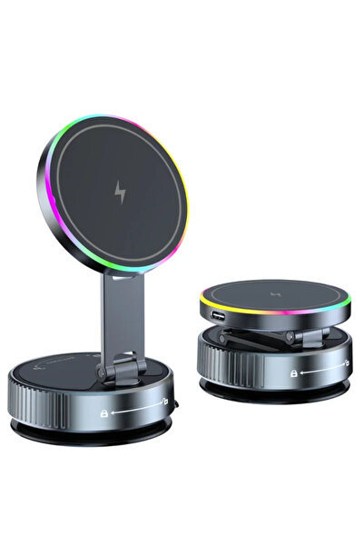 Choice VIKEFON Black 15W Wireless Charging Car Phone Holder RGB Light Dashboa...