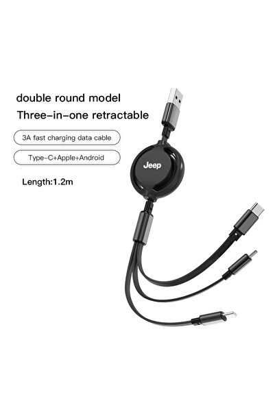 Choice4 Black Car Interior Charging Data Cable Scalable 3 In 1 Phone Charger ...