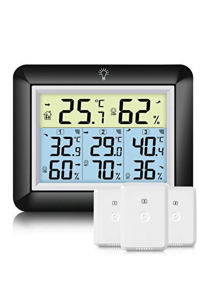 Choice1 WS0170BK 3-in-1 Wireless Weather Station Indoor Outdoor - Digital The...