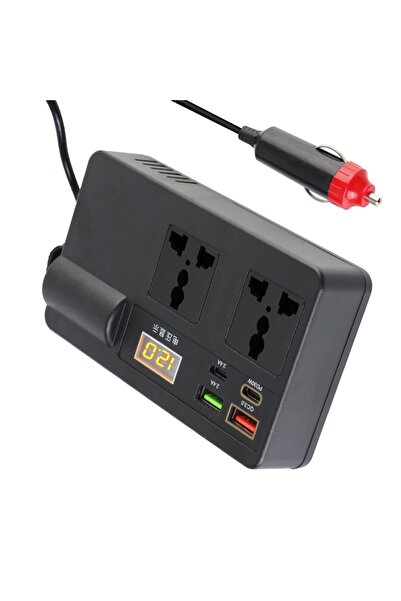 Choice محول طاقة رقمي بقدرة 200 واط، يعمل بتيار مستمر 12/24 فولت إلى تيار متر...