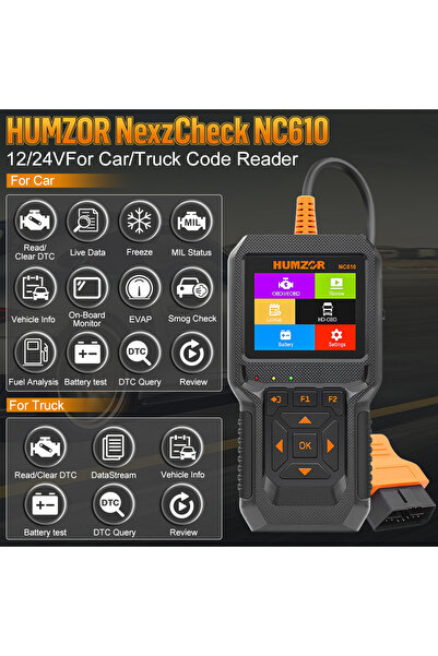 Choice HUMZOR NC610 12V/24V Code Reader Live Data OBDII Engine J1939 For Car ...