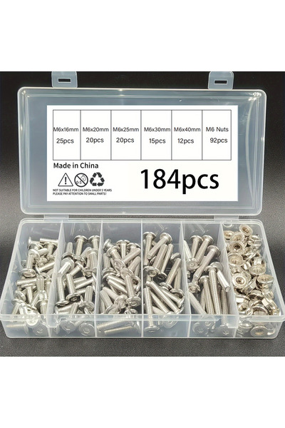 Choice 184 قطعة من براغي M6 المصنوعة من الفولاذ المقاوم للصدأ ذات الرأس المسط...