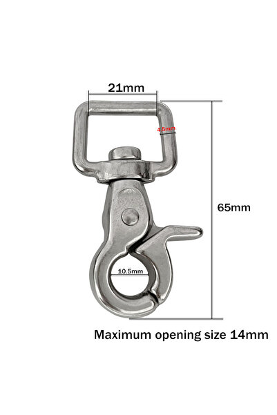 Choice1 21mm 316 Stainless Steel Square Ring Swivel Snap Hooks, 65mm Heavy Du...