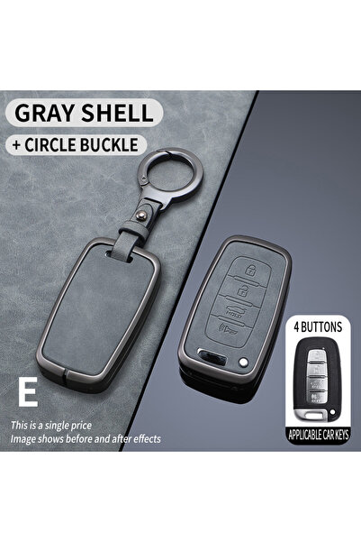 Choice8 Gray Circle Set-4 3/4 Butt Carr Key Case Cover Shell Fob for Hyundai ...