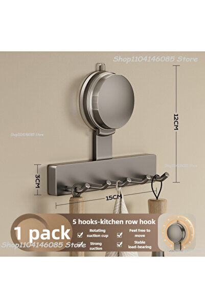 Choice4 1PCS-Gray Five Reusable Suction Cup Hook Wall Hooks No Punching for B...