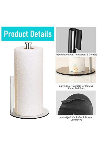 Choice1 حامل مناشف ورقية فضي اللون للمطبخ، موزع لفائف مناديل مطبخ من الفولاذ ...