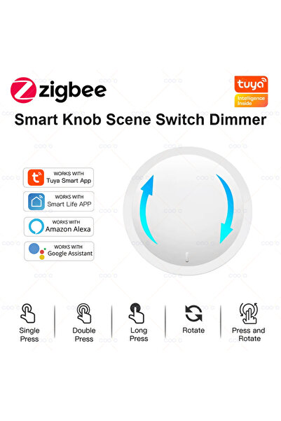 Choice Tuya ZigBee Smart Knob Switch Wireless Scene Button Rotatable Dimmer C...