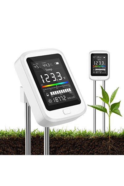 Choice جهاز اختبار التربة الأبيض 6 في 1، مقياس رقمي قابل لإعادة الشحن لدرجة ا...