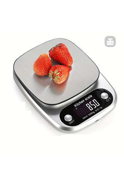 Choice Silver 5kg/0.1g Precision Kitchen Scale for Baking, One-Touch Tare, LC...