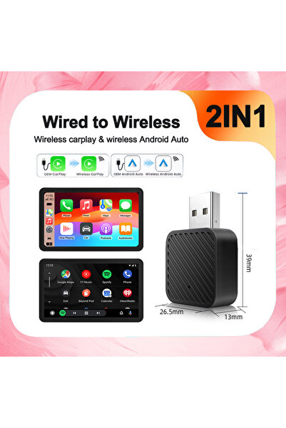 Choice1 صندوق صغير 2 في 1 جديد، محول لاسلكي Carplay، Android Auto، صندوق صغير...