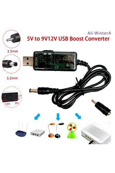Choice محول USB لرفع الجهد من 5 فولت تيار مستمر إلى 9 فولت/12 فولت، كابل محول...