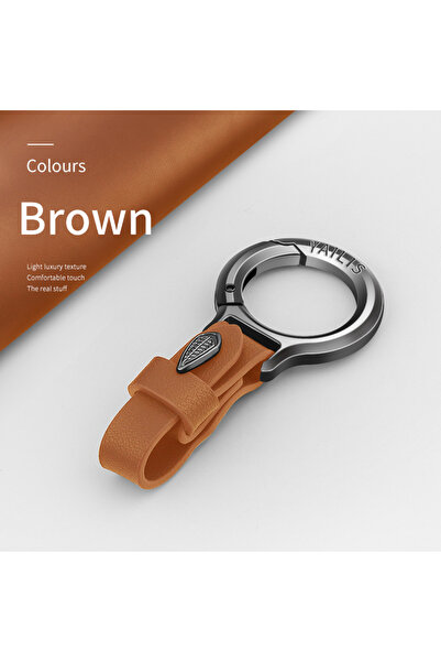 choice2 سلسلة مفاتيح جديدة من جلد البقر البني الداكن للنساء والرجال، مزودة بإ...