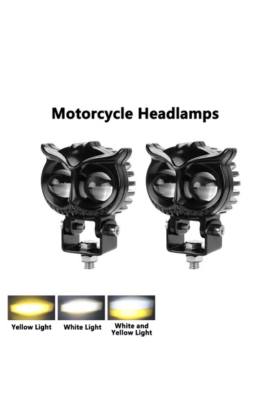 choice2 مصباحان أماميان للسيارة والدراجة النارية بتصميم بومة، أصفر وأبيض، مصا...