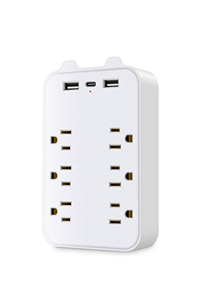 Choice US Plug 9 in 1 Sket Surge Protector 6 Outlet Extender with 2 USB & 1 T...