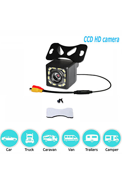 Choice كاميرا رؤية خلفية للسيارة 12 فولت AV مزودة بـ 12 مصباح LED، عالمية، تو...