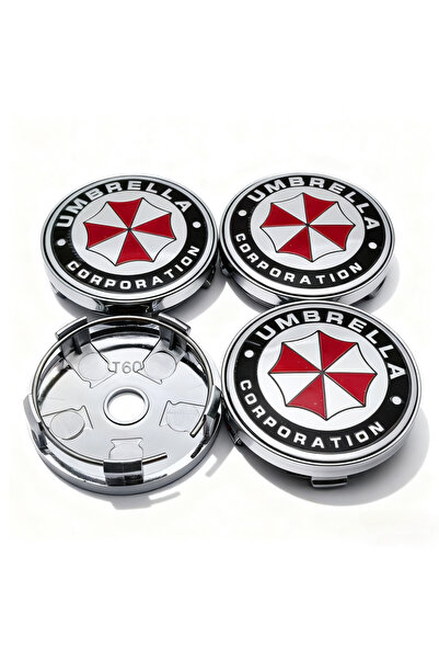 Choice1 4 قطع من أغطية عجلات T60، شعار مظلة، 60 مم، فضي وأسود، 4 قطع من شعار ...