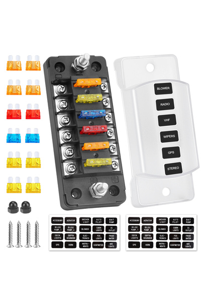 Choice1 صندوق فيوزات كاملوكسي ذو 6 منافذ، أسود اللون، مزود بغطاء حماية مقاوم ...