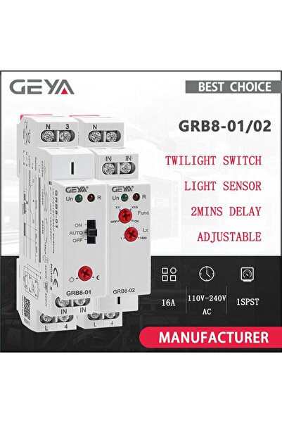 Choice مفتاح إضاءة مؤقت كهروضوئي GRB8-01 GEYA GRB8 مثبت على سكة DIN، يعمل بجه...