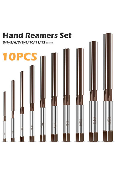 Choice Brown 10Pcs 10Pcs Hand Reamer Set 9Sicr Alloy Steel Straight Shank Woo...