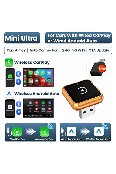 Choice محول سبيس أورانج اللاسلكي 2 في 1 لأنظمة أندرويد أوتو وكاربلاي للسيارات...