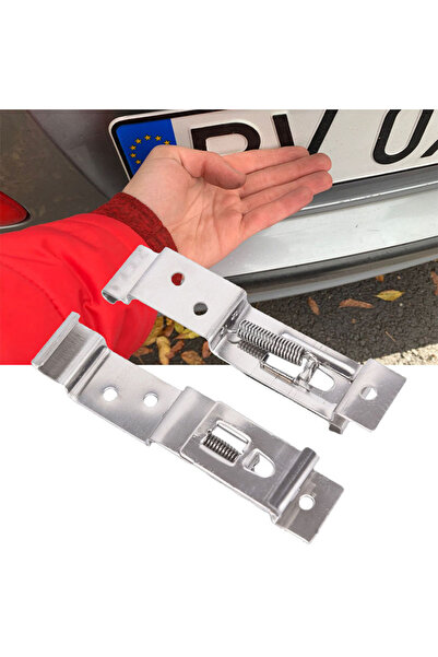 Choice 2 PCS Rectangular Car License Plate Spring Loaded Stainless Steel Brac...
