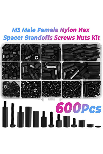 Choice 600PCS M3 Nylon Standoffs Kit, Male Female Hex Spacers Screws Nuts for...