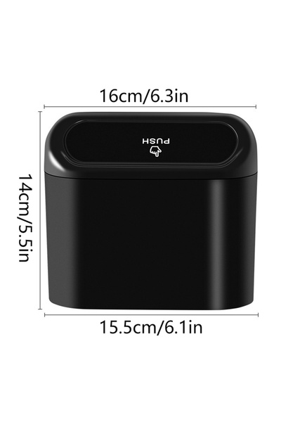 Choice سلة مهملات سوداء معلقة للسيارة مع غطاء - صندوق تخزين بلاستيكي لتنظيم ن...