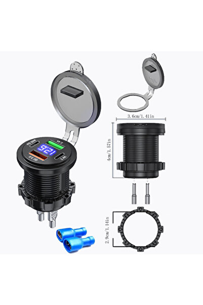 Choice 1pcs 1pcs Dual PD Dual QC 3.0 USB Car Charger with Voltmeter Socket Po...