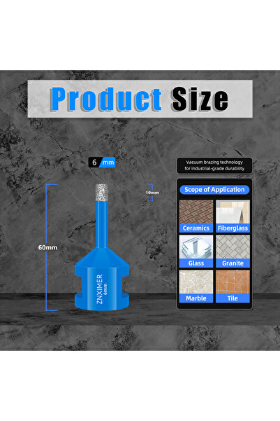 Choice لقم حفر ماسية ملولبة جافة 6 مم M14، لقم حفر، مثقاب تاج للبلاط والسيرام...