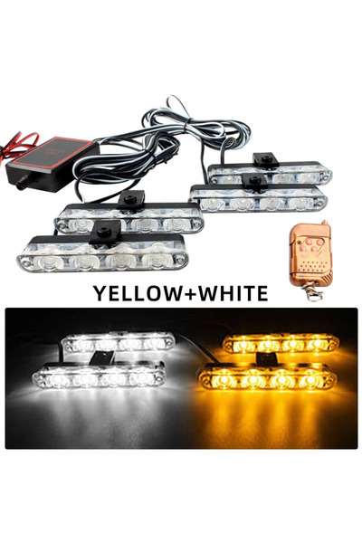 Choice7 أضواء تحذيرية للسيارة بيضاء وصفراء، أضواء شرطة ستروبية 4 في 1، ضوء تح...