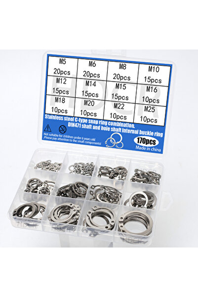 Choice 170PCS 170pcs Stainless Steel Shaft Retaining Ring, External Shaft Ret...