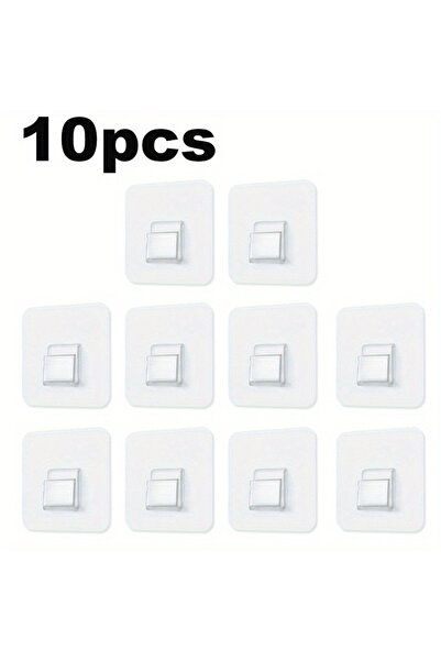 Choice1 10Pcs Transparent Wall Hooks Strong Self Adhesive Kitchen Bathroom St...