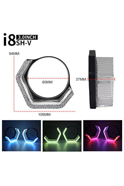 Choice1 2 in 1 APP i8-V-3inch 2PCS 5D RGB Angel Eyes Halo Rings Lights with T...