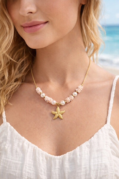 Mope Accessories Starfish Figured Pearl Detailed Necklace