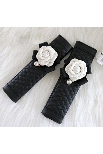 Choice 2pcs white 1/2pcs Camellia Flower Car Safety Seat Belt Cover Pu Leathe...