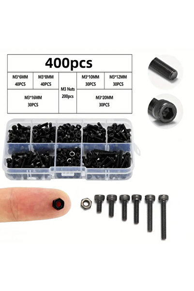 Choice 400 قطعة من براغي M3 صغيرة مترية مناسبة للطابعات ثلاثية الأبعاد، تشكيل...