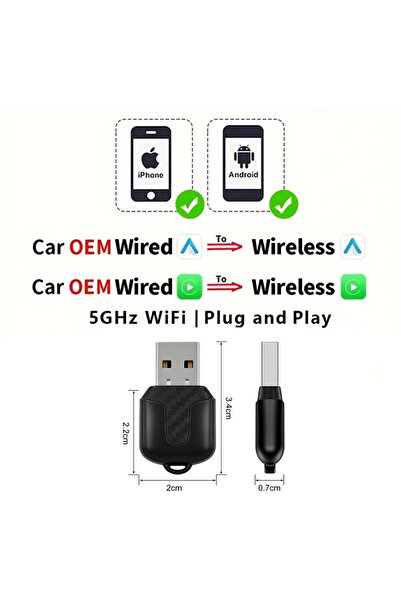 Choice1 كاربلاي وأوتو لاسلكي كاربلاي 2 في 1 دونجل لاسلكي محول أندرويد أوتو ذك...