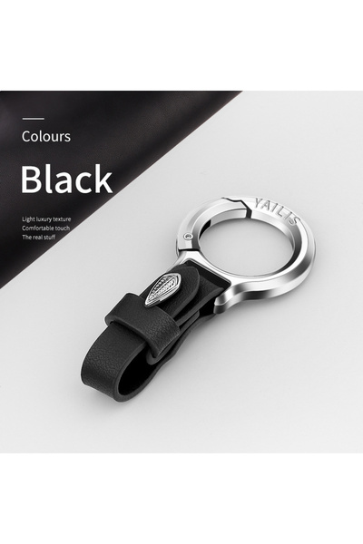 Choice1 سلسلة مفاتيح جديدة من جلد البقر باللونين الفضي والأسود، مناسبة للرجال...