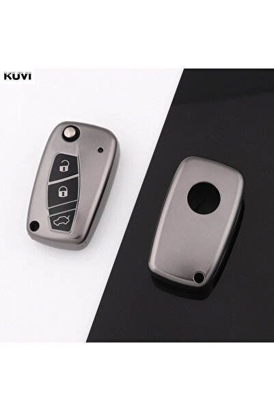 Choice1 غطاء جديد قابل للطي لمفتاح السيارة من مادة TPU، بلون رمادي داكن، متوف...