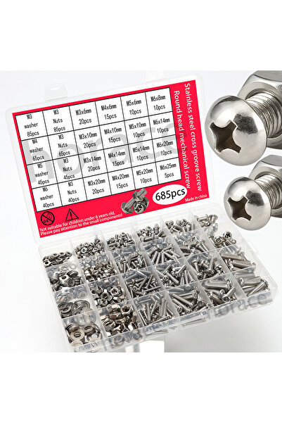 Choice 685 قطعة من براغي آلة فيليبس عالية الجودة من الفولاذ المقاوم للصدأ - م...