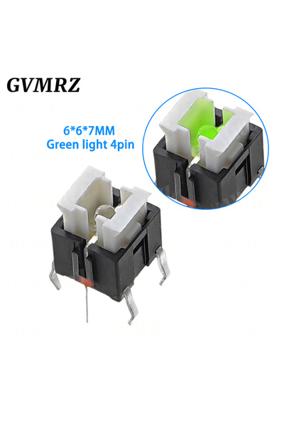 Choice4 Green 10PCS/lot Iight Touch Switch 6*6*7 H Tactile Switches With LED ...