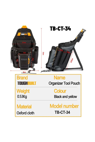 Choice حقيبة أدوات كهربائية صغيرة متينة TB-CT-34 من ToughBuilt، حزام 13 جيبًا...