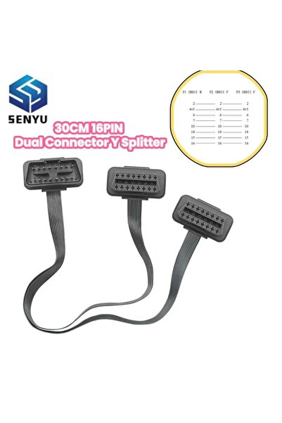 Choice كابل تمديد OBD2 ذو 16 سنًا بطول 30 سم، موصل مزدوج على شكل حرف Y، توصيل...