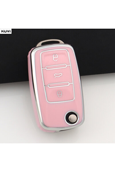 Choice16 جراب وردي اللون فقط، غطاء مفتاح سيارة قلاب من مادة TPU وردية اللون ل...