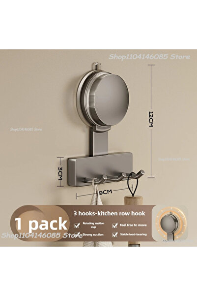 Choice 1PCS-Gray Three Reusable Suction Cup Hook Wall Hooks No Punching for B...