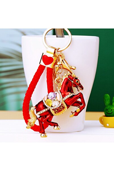 Choice Red Little Horse Car Keychain, Metal, Cute Men's and Women's Bag Penda...