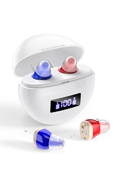Choice White Redblue Rechargeable Hearing Aid For The Elderly With Noise Redu...