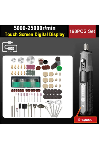 Choice مجموعة من 198 قطعة، 5000-25000 دورة في الدقيقة، شاشة لمس، مثقاب كهربائ...